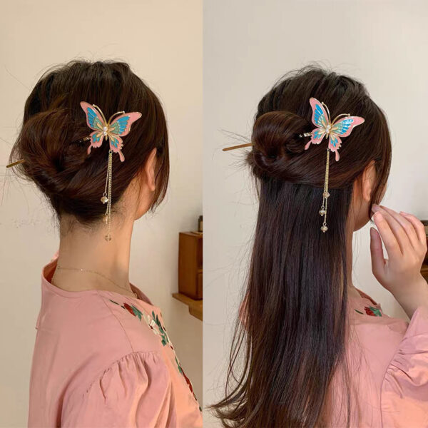 Vintage Painted Butterfly Hair Sticks 5
