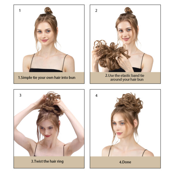 Synthetic Messy Hair Bun Chignon Scrunchies Fake Hair Band 6