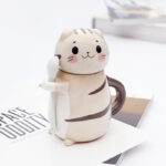New Cute Cat Ceramic Coffee Mug With Spoon Creative Hand Painted Cup