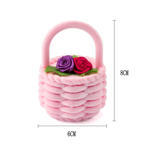 Cute Flower Basket Shape Velvet Jewelry Gift Box 3