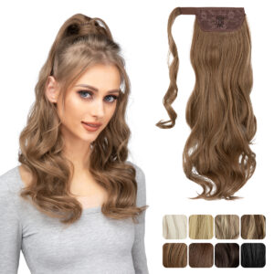 Synthetic Long Wavy Ponytail Hair Extension Blonde Hairpiece Wrap Around Pigtail 1