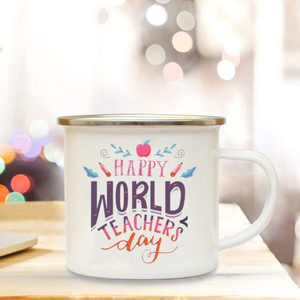 Happy Teacher's Day Mug Enamel Handle Coffee Cup Gift for Teacher 4