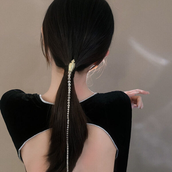 New Snake Hairpin Shining Rhinestone Long Tassel 1