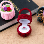 Cute Flower Basket Shape Velvet Jewelry Gift Box