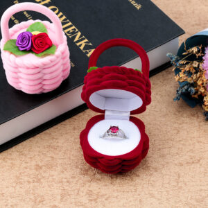 Cute Flower Basket Shape Velvet Jewelry Gift Box 4
