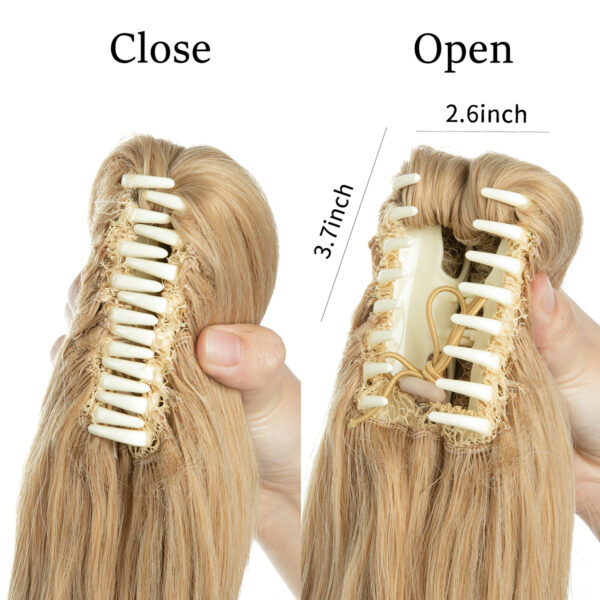 Synthetic Claw Clip In Ponytail Hair Extension Fake Blonde Hair Wavy Pigtail 3