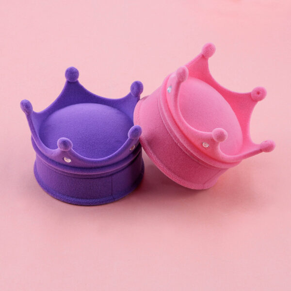 Lovely Crown Shape Velvet Jewelry Box 5