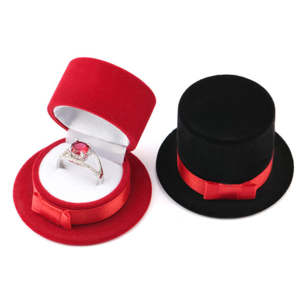Red Black Hat Shape Jewelry Box Velvet Case for Jewelry Packaging 1