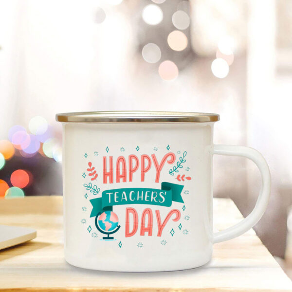 Happy Teacher's Day Mug Enamel Handle Coffee Cup Gift for Teacher 2