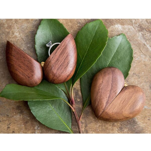 Heart Shaped Walnut Wood Ring Box 4