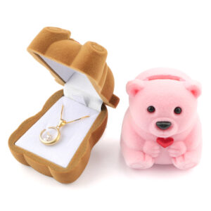 2 Pieces Cute Bear Velvet Gift Boxes for Jewelry Packaging & Display 6