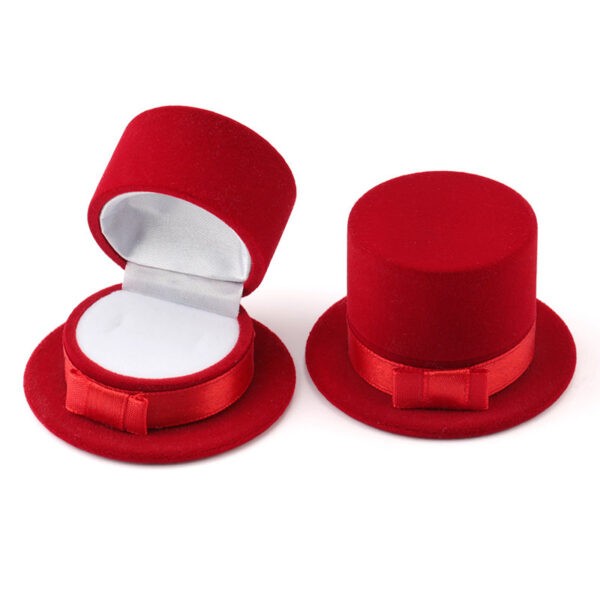 Red Black Hat Shape Jewelry Box Velvet Case for Jewelry Packaging 4