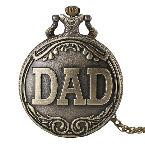 Retro DAD Quartz Pocket Watch Antique Style Necklace Pendant Men Chain Watch Father's Day Gift 2