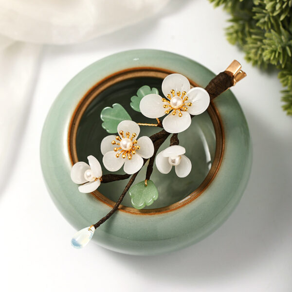 Hair Jewelry Step Shake Side Hair Clip White Flower Hairpin 3