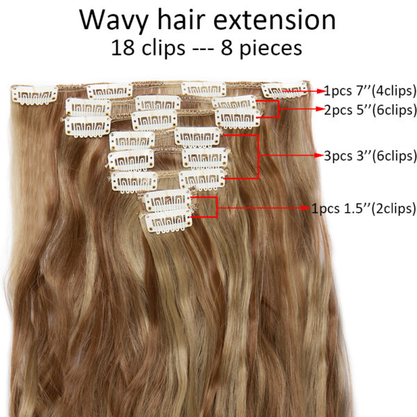 Synthetic Clip In Hair Extension Long Wavy Hairpiece 6
