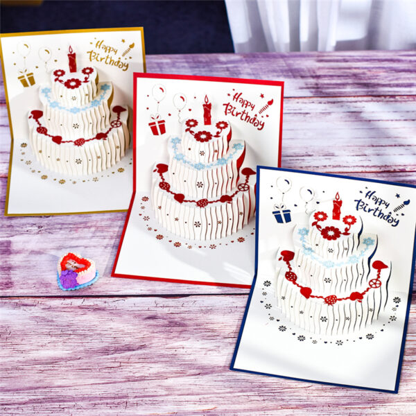 10 Packs 3D Happy Birthday Cake Pop-Up Birthday Gift Cards with Envelope Handmade Greeting Cards 2