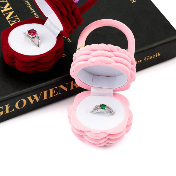 Cute Flower Basket Shape Velvet Jewelry Gift Box 2