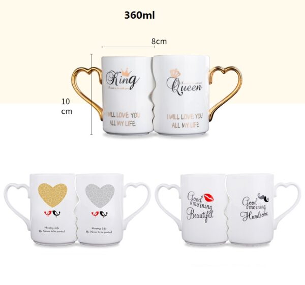 2Pcs Set Ceramic Couple Cups Lover Kiss Mugs 4
