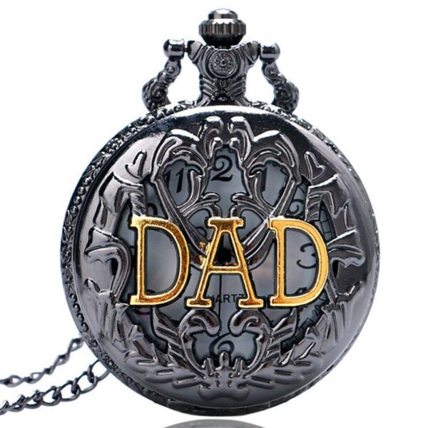 Retro DAD Quartz Pocket Watch Antique Style Necklace Pendant Men Chain Watch Father's Day Gift 4