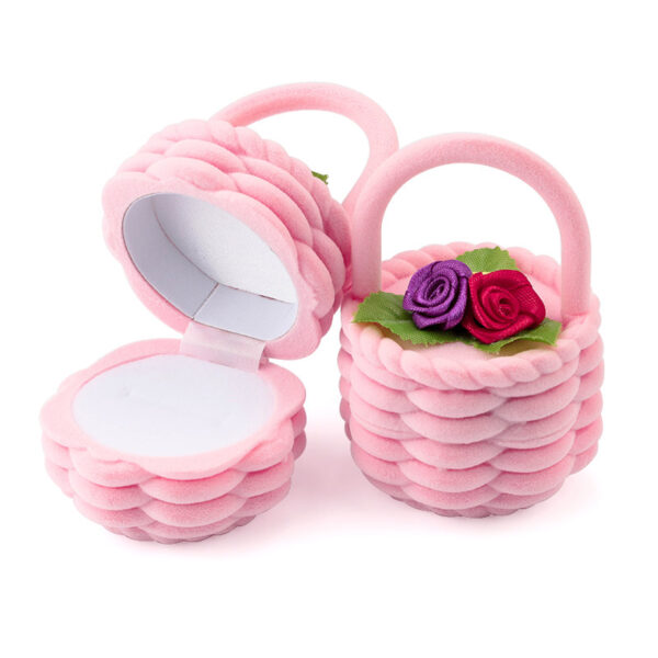 Cute Flower Basket Shape Velvet Jewelry Gift Box 5