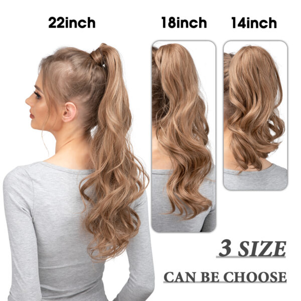 Synthetic Long Wavy Ponytail Hair Extension Blonde Hairpiece Wrap Around Pigtail 3