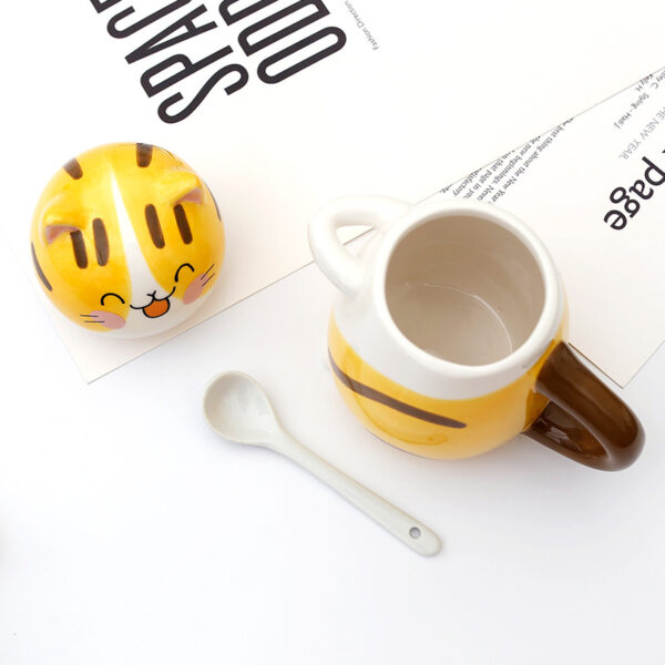 New Cute Cat Ceramic Coffee Mug With Spoon Creative Hand Painted Cup 3