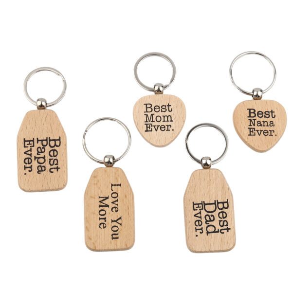 Natural Wood Heart Keychain Affection Message Keyring Family Love Keychain 2