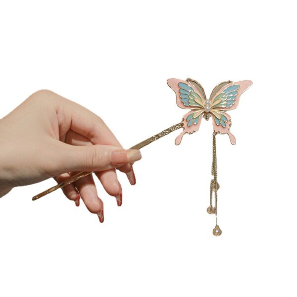 Vintage Painted Butterfly Hair Sticks 1