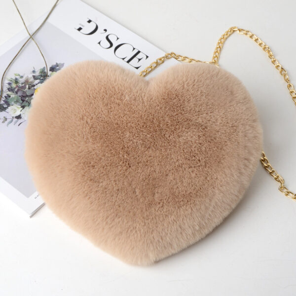 Fashion Heart Shaped Handbag Cute Faux Fur Crossbody Bag 6