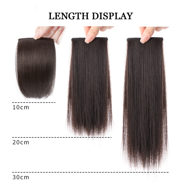 Synthetic Hair Pad Straight Black Brown Natural Fluffy Hairpiece 3