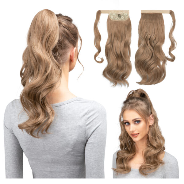 Synthetic Long Wavy Ponytail Hair Extension Blonde Hairpiece Wrap Around Pigtail 2