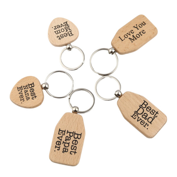 Natural Wood Heart Keychain Affection Message Keyring Family Love Keychain 5