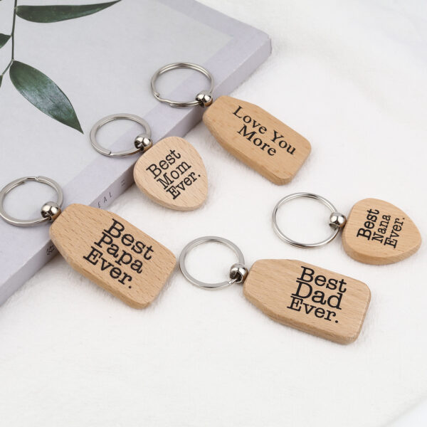 Natural Wood Heart Keychain Affection Message Keyring Family Love Keychain 3