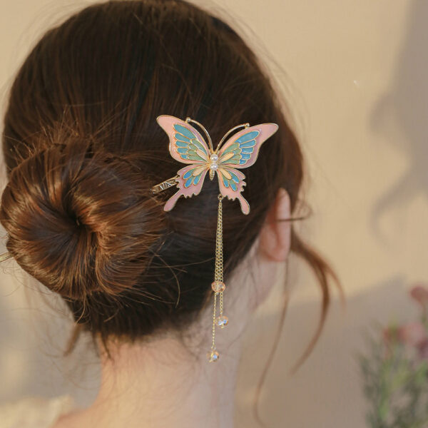 Vintage Painted Butterfly Hair Sticks 4