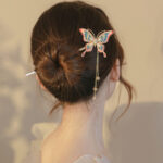 Vintage Painted Butterfly Hair Sticks