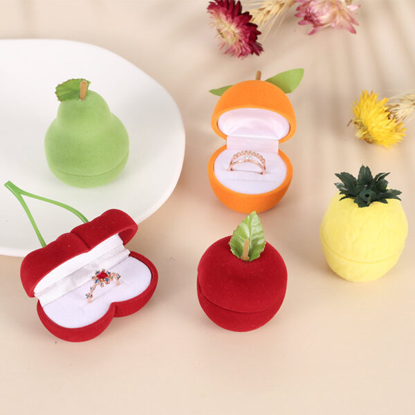 Lovely Velvet Gift Boxes Cute Animal Fruit Shape Cases for Jewelry Packaging 5