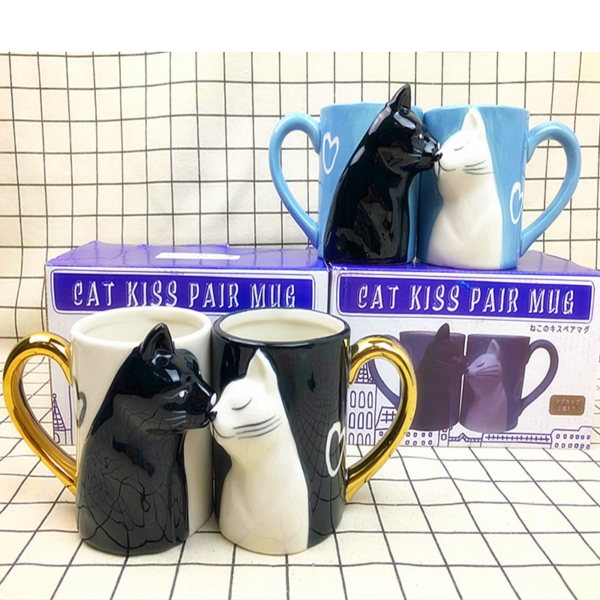 2Pcs/Set KISS CAT Cups Ceramic Mugs 2
