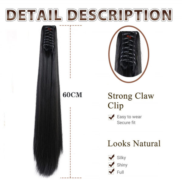 Synthetic Long Straight Claw Ponytail Hair Extension Heat Resistant 2