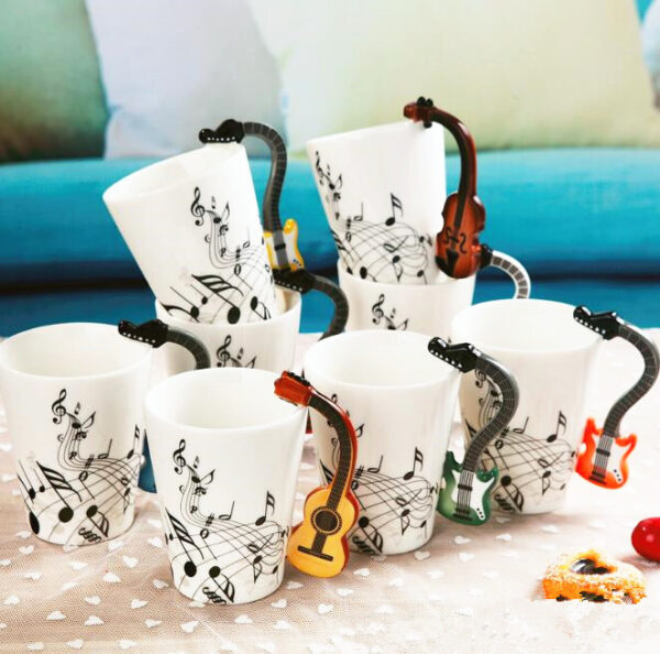Creative Music Violin Style Guitar Mugs Ceramic Coffee Tea Milk Cups 6