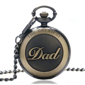Retro DAD Quartz Pocket Watch Antique Style Necklace Pendant Men Chain Watch Father's Day Gift 1