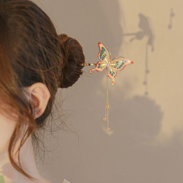 Vintage Painted Butterfly Hair Sticks 2