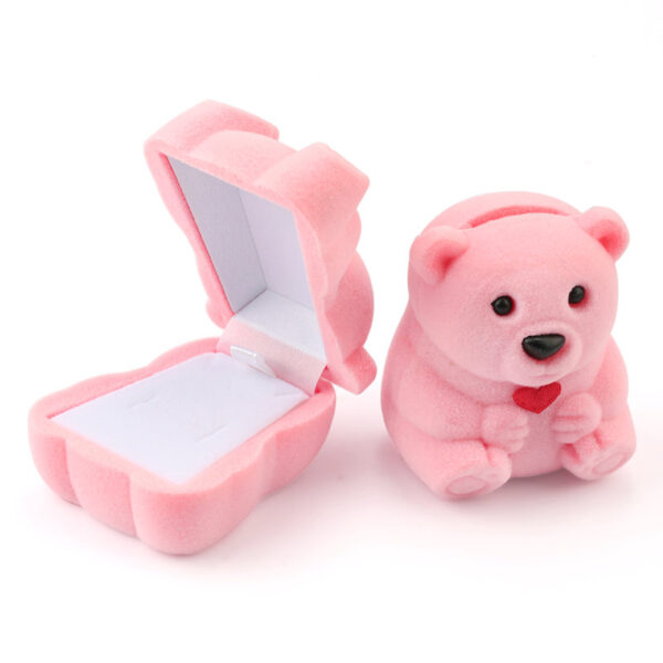 2 Pieces Cute Bear Velvet Gift Boxes for Jewelry Packaging & Display 4