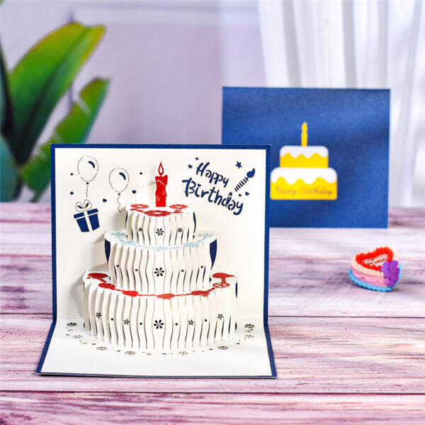 10 Packs 3D Happy Birthday Cake Pop-Up Birthday Gift Cards with Envelope Handmade Greeting Cards 3