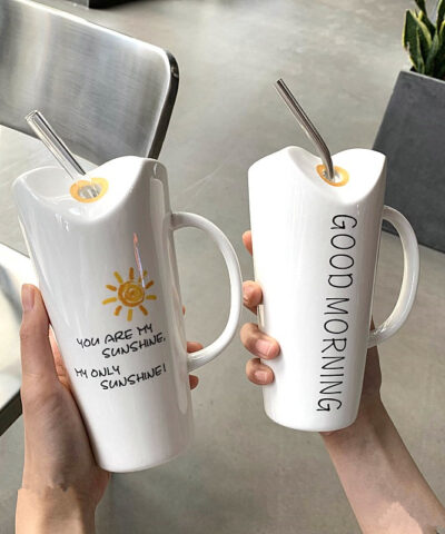Cute Words Ceramic Coffee Mugs Milk Tea Office Cups