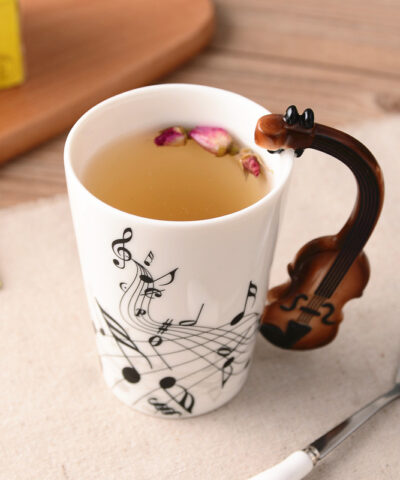 Creative Music Violin Style Guitar Mugs Ceramic Coffee Tea Milk Cups