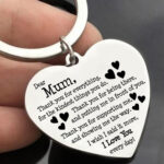 Heart Shaped Engraved Letters Keychain Love Pendant To Best Mom