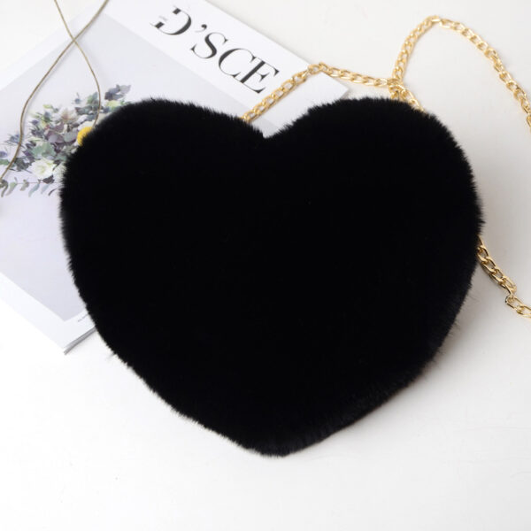 Fashion Heart Shaped Handbag Cute Faux Fur Crossbody Bag 4