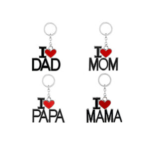 I Love Dad Mom PaPa Mama Keychains 1