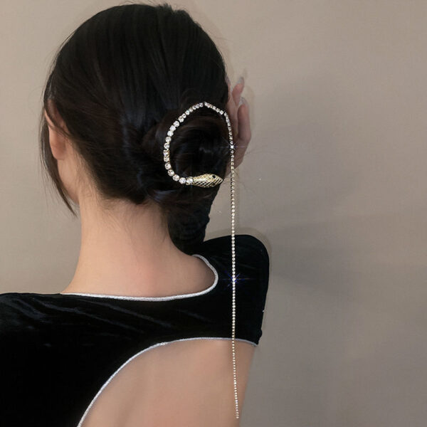 New Snake Hairpin Shining Rhinestone Long Tassel 2