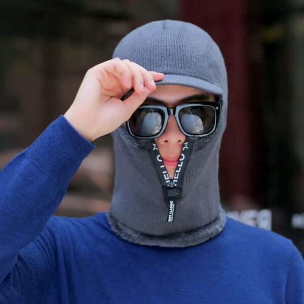 Winter Skullies Wool Knitted Cap with Mask 4